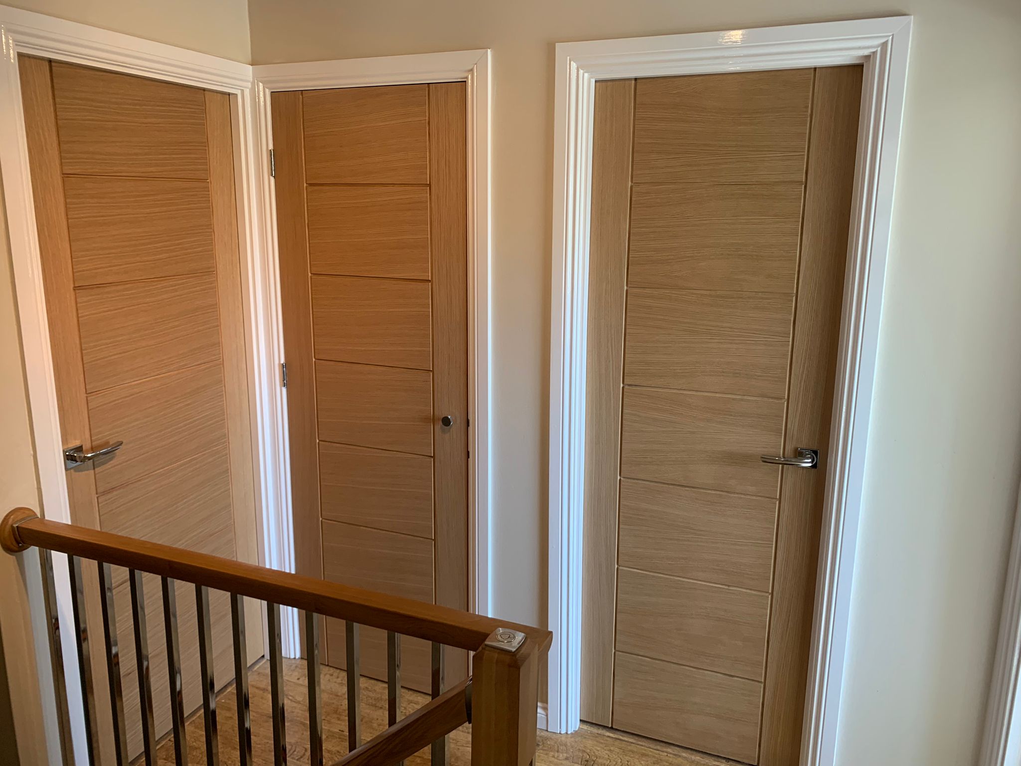 Oak interior doors on a landing